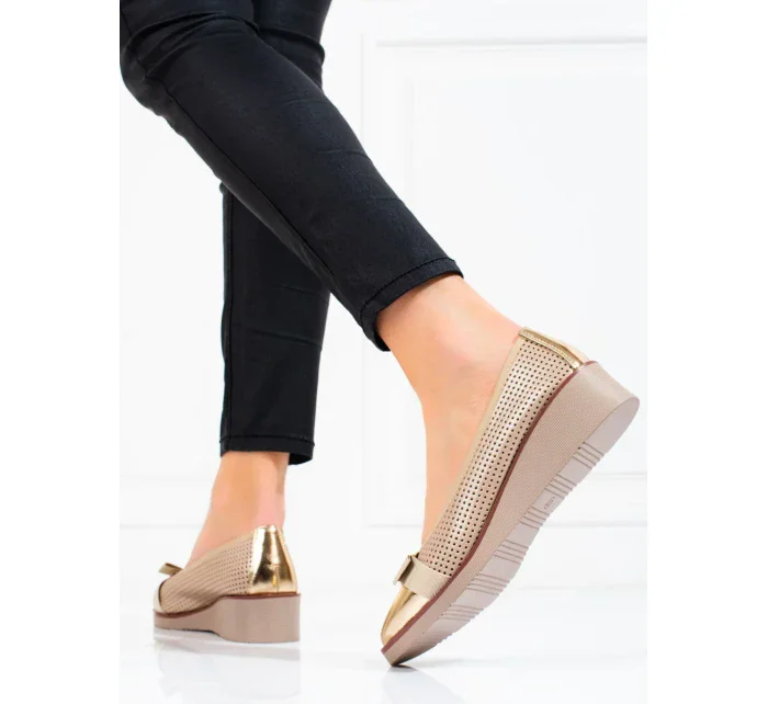 Originální dámské zlaté lodičky na klínku Originální dámské zlaté lodičky na klínku