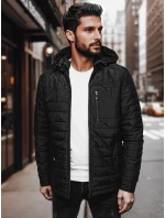 Pánská přechodná prošívaná bunda s kapucí černá Dstreet model 21983020 - FashionStreet