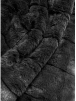 Čierna dámska bunda - kožuch s kapucňou (br9746-1)