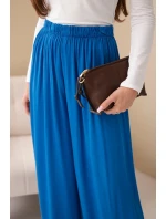 Dámske viskózové nohavice so širokými nohavicami a elastickým pásom v sivej farbe