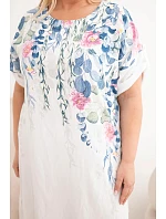Dámské viskózové šaty Plus Size s krátkým rukávem a rozparky po model 22092328 bílá - K-Fashion