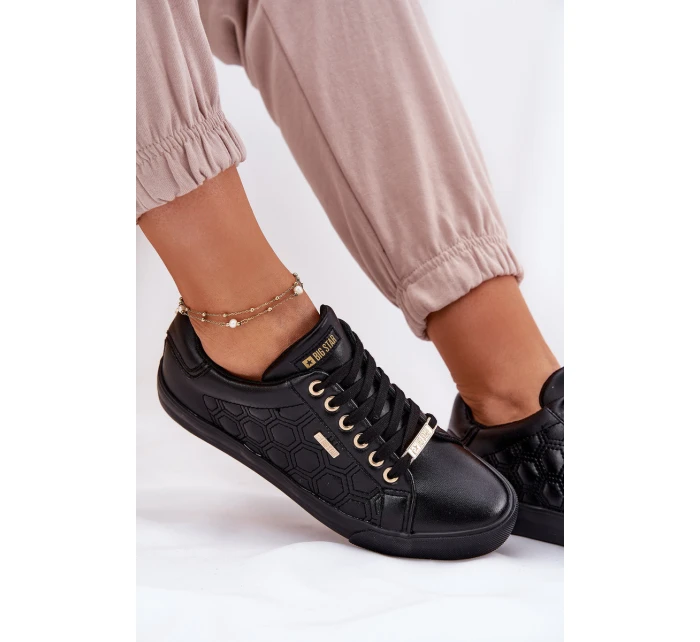 Trampki Damskie Z Eko Skóry Big Star RR274323 Czarne Trampki Damskie Z Eko Skóry Big Star RR274323 Czarne