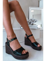 Dámské sandály na platformě Eko kůže Černé model 21937502 - Boto