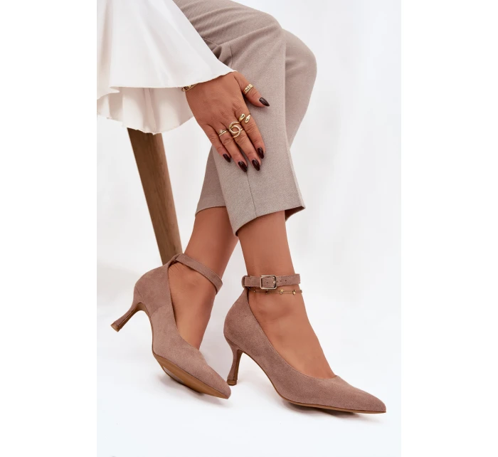 Lodičky Devoria z eko semišu - tmavobéžové Lodičky Devoria z eko semišu - tmavobéžové