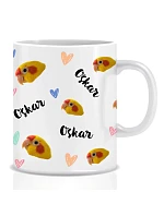 Personalizovaný klasický biely keramický hrnček s objemom 300 ml s motívom domácich miláčikov