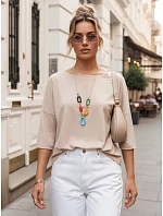 Dámská oversize halenka béžová Dstreet model 21976232 - FashionStreet Dámská oversize halenka béžová Dstreet model 21976232 - FashionStreet