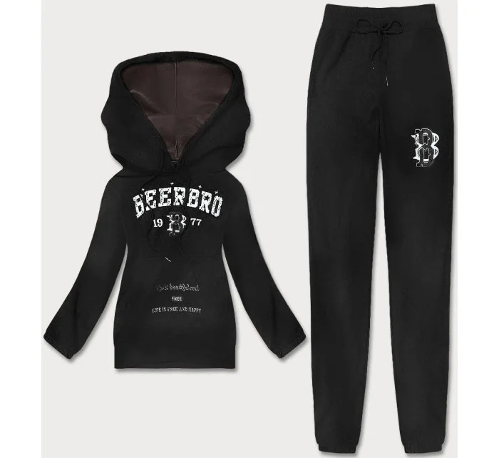 Dámska fleecová tepláková súprava v čiernej farbe (ZCH2210)