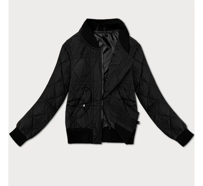 Krátká černá dámská bunda typu bomber model 21016253 - J.STYLE Krátká černá dámská bunda typu bomber model 21016253 - J.STYLE