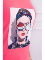 Dámska grafická blúzka ružová neónová Dámska grafická blúzka ružová neónová