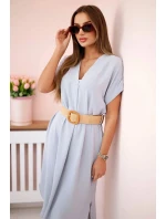 Šaty s ozdobným páskem šedý