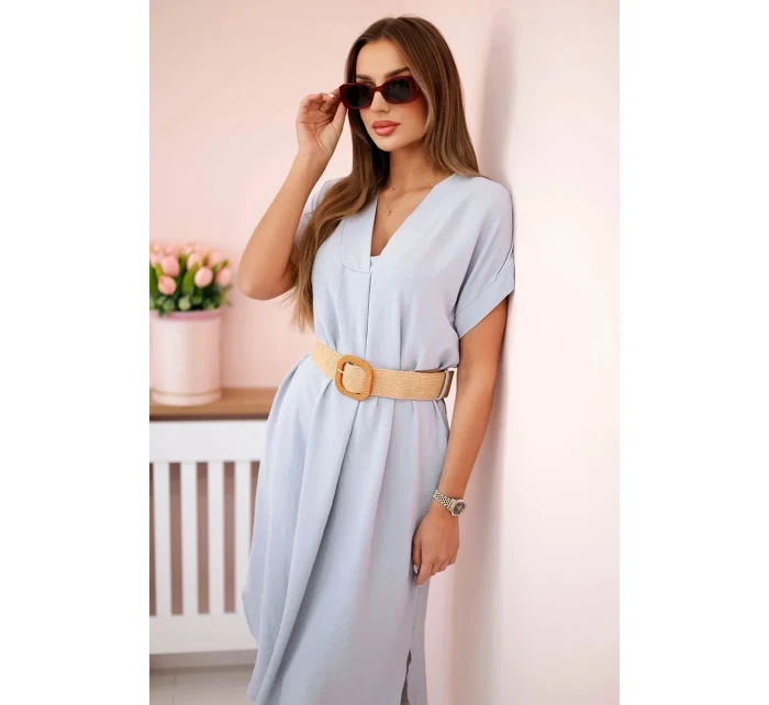 Šaty s ozdobným páskem šedý