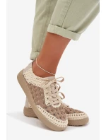 Kožené batohy Dámské polobotky model 22027822 Béžové - D&A