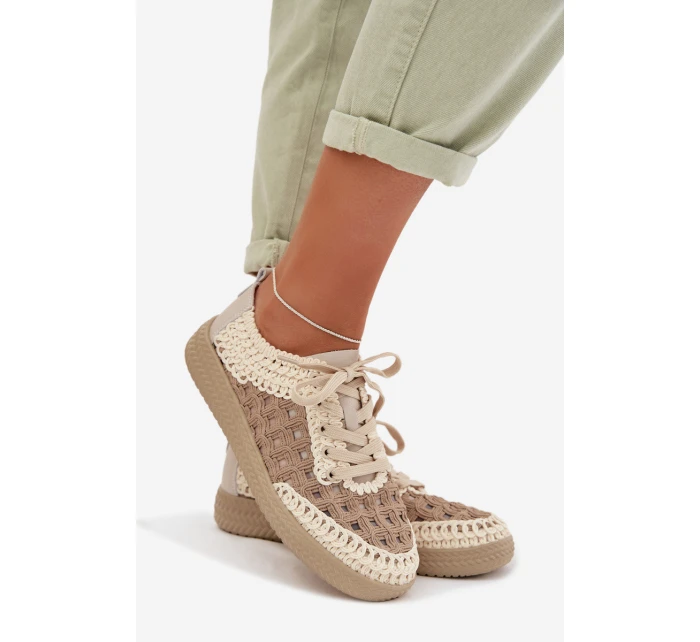 Kožené batohy Dámské polobotky model 22027822 Béžové - D&A