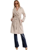 Rovný kabát s vyhrnutými rukávmi svetlo béžovej farby (1818#-62)