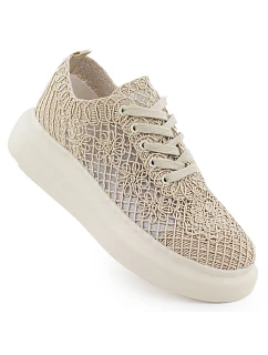 Dámská obuv na platformě se šněrováním béžová model 22098387 - VINCEZA