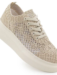 Dámske topánky na platforme so šnurovaním béžové Vinceza 17371