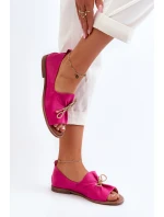 Zazoo 2660 Skórzane Baleriny Damskie Fuksja
