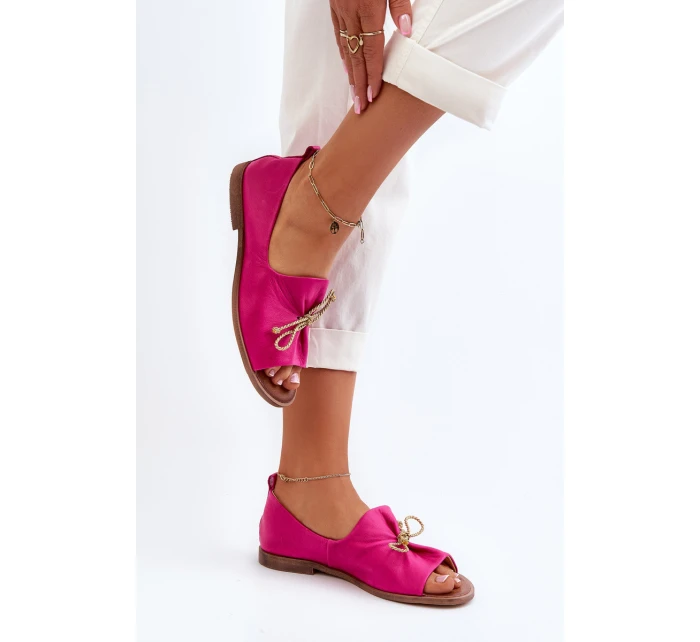 Zazoo 2660 Skórzane Baleriny Damskie Fuksja