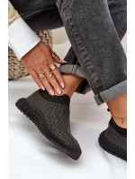 Wsuwane Buty Sportowe Damskie Ze Zdobieniem D&A TW121 Czarne Wsuwane Buty Sportowe Damskie Ze Zdobieniem D&A TW121 Czarne