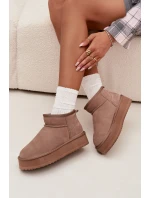 Semišové zimní boty pro ženy na platformě model 21707692 béžové - VINCEZA