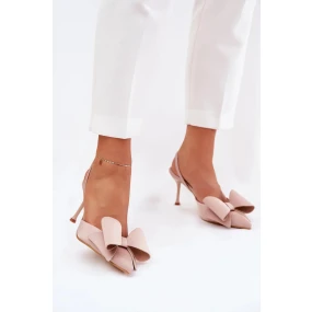 Lodičky s odhaleným podpätkom a mašľou Eklevia - béžové