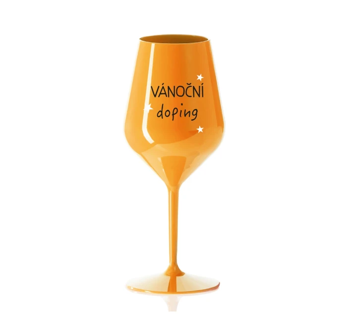 VÁNOČNÍ DOPING - oranžová nerozbitná sklenice na víno 470 ml VÁNOČNÍ DOPING - oranžová nerozbitná sklenice na víno 470 ml