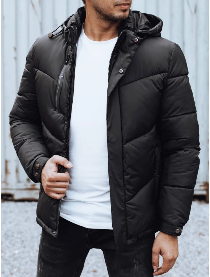Pánska zimná bunda s odnímateľnou kapucňou čierna FashionStreet TX4833 Pánska zimná bunda s odnímateľnou kapucňou čierna FashionStreet TX4833