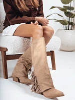 Dámske semišové boho khaki čižmy FashionStreet ZY1305