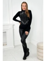 Pletená halenka se stříbrným model 19062274 vzorem černá - K-Fashion