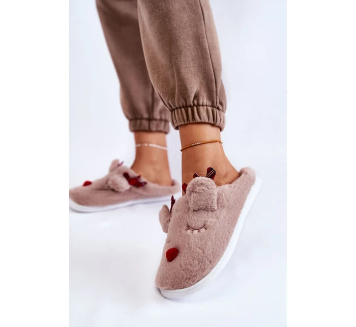 Dámské vánoční kožešinové pantofle se model 21605221 béžovou Claire - Boto