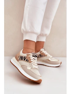 Buty Sportowe Damskie Na Platformie Zebra Beżowe Davinara