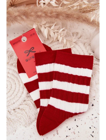 Dámské Vánoční Punčochy V Proužky Červeno-Bílé