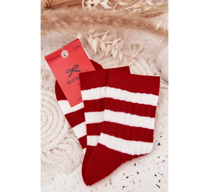 Dámské Vánoční Punčochy V Proužky Červeno-Bílé