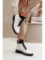 Dámske zateplené členkové topánky z eko kože White Dámske zateplené členkové topánky z eko kože White