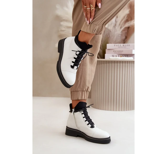 Dámske zateplené členkové topánky z eko kože White Dámske zateplené členkové topánky z eko kože White