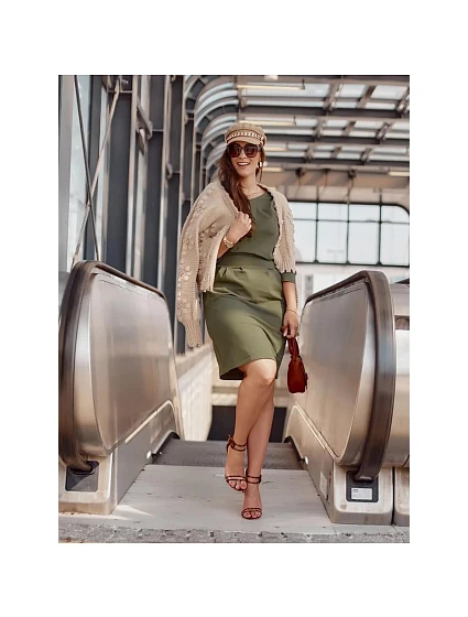 Dámské šaty model 21258985 khaki - Fasardi