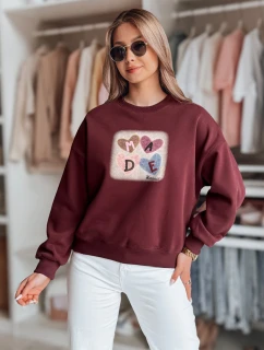 Dámska nadrozmerná mikina so srdiečkami MADELIN bordová FashionStreet BY1458