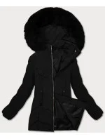 Černá dámská zimní plus size bunda s kapucí model 21248343 - S'WEST