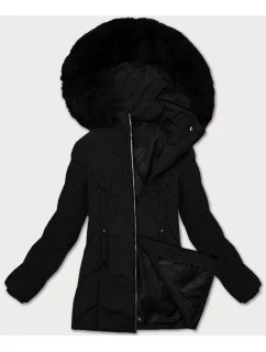 Čierna dámska zimná plus size bunda s kapucňou S'west (B8300-1)