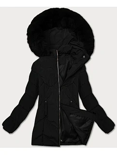 Černá dámská zimní plus size bunda s kapucí model 21248343 - S'WEST