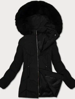 Čierna dámska zimná plus size bunda s kapucňou S'west (B8300-1)
