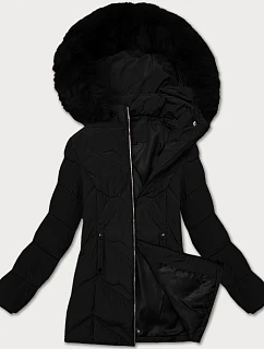 Dámska plus size zimná bunda s kapucňou S'west black (B8300-1)
