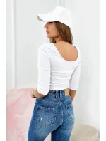 Halenka s kulatým výstřihem bílá