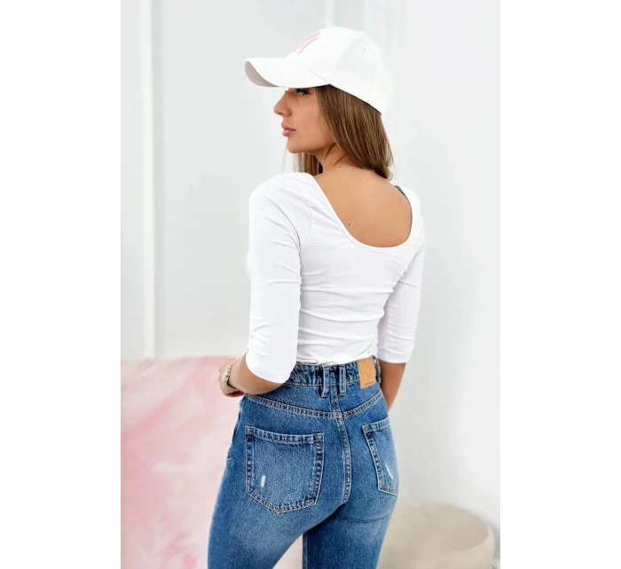 Halenka s kulatým výstřihem bílá