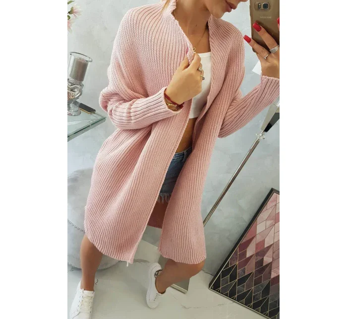 Svetr s netopýřími rukávy pudrově růžový