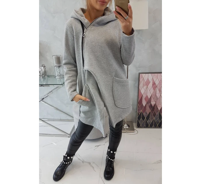 Zateplená mikina s asymetrickým zipem šedá Zateplená mikina s asymetrickým zipem šedá