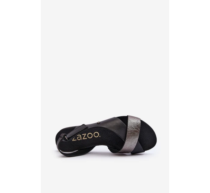 Zazoo 40141 Skórzane Sandały Na Rzep Czarne