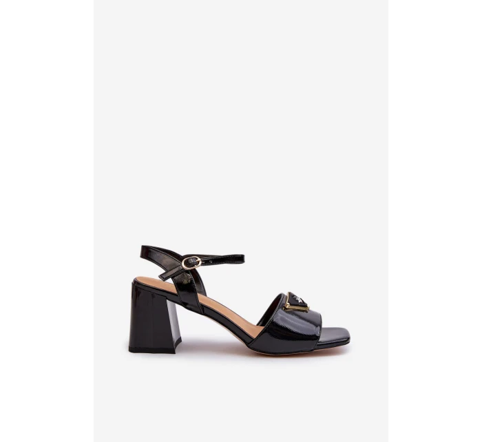 Elegantní Lakované Sandály Na Podpatku Černé D&A model 21659766 - S.Barski