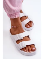 Damskie Piankowe Klapki Z Klamrami Białe Luciene