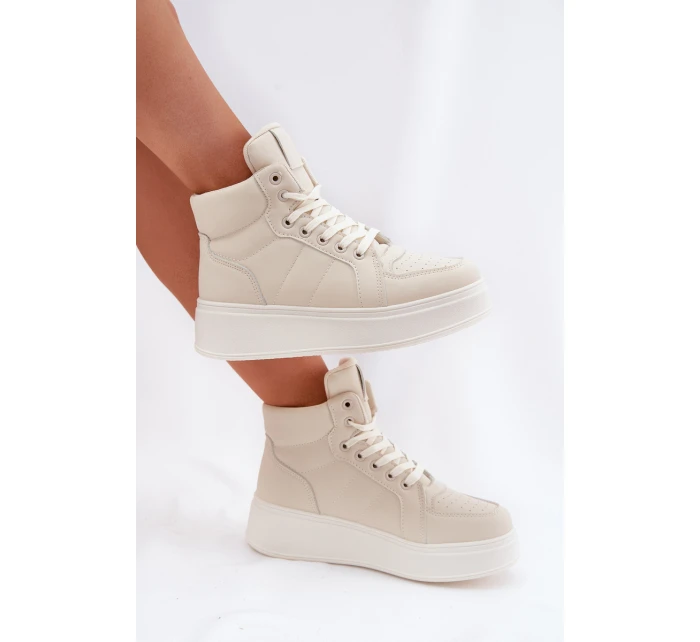 Vysoké dámské sneakers na platformě béžové model 21693386 - EVENTO Vysoké dámské sneakers na platformě béžové model 21693386 - EVENTO